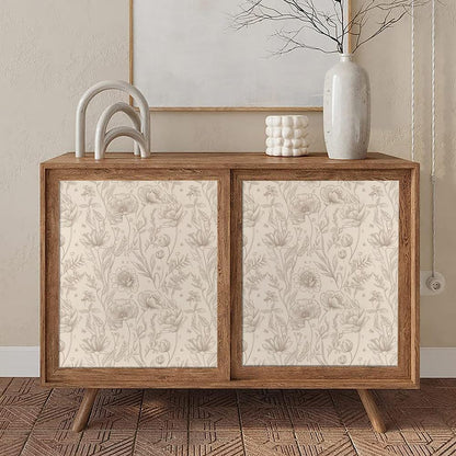 MuralPeel Modern Beige Black Wildflower Flowers Peel and Stick Wallpaper Self Adhesive Removable Easy Peel Off Stick on Wall Paper for Bedroom Cabinet Renter