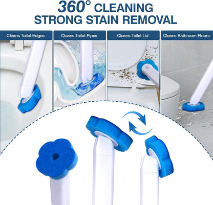 Disposable Toilet Brush with 136 Refills, Toilet Bowl Wand and Holder, White Toilet Cleaning Brush, Toilet Bowl Wand Kit Wall-Mounted, Toilet Brush Refill for Efficient and Deep Scrub Toilet