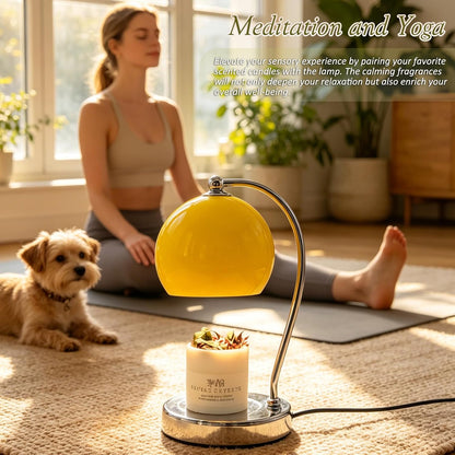Candle Lamp Warmer, Wide Base Scented Candle Warmer with Timer and Dimmer, Modern Candle Melting Lattern, Home Decor Table Lamp (Silver)