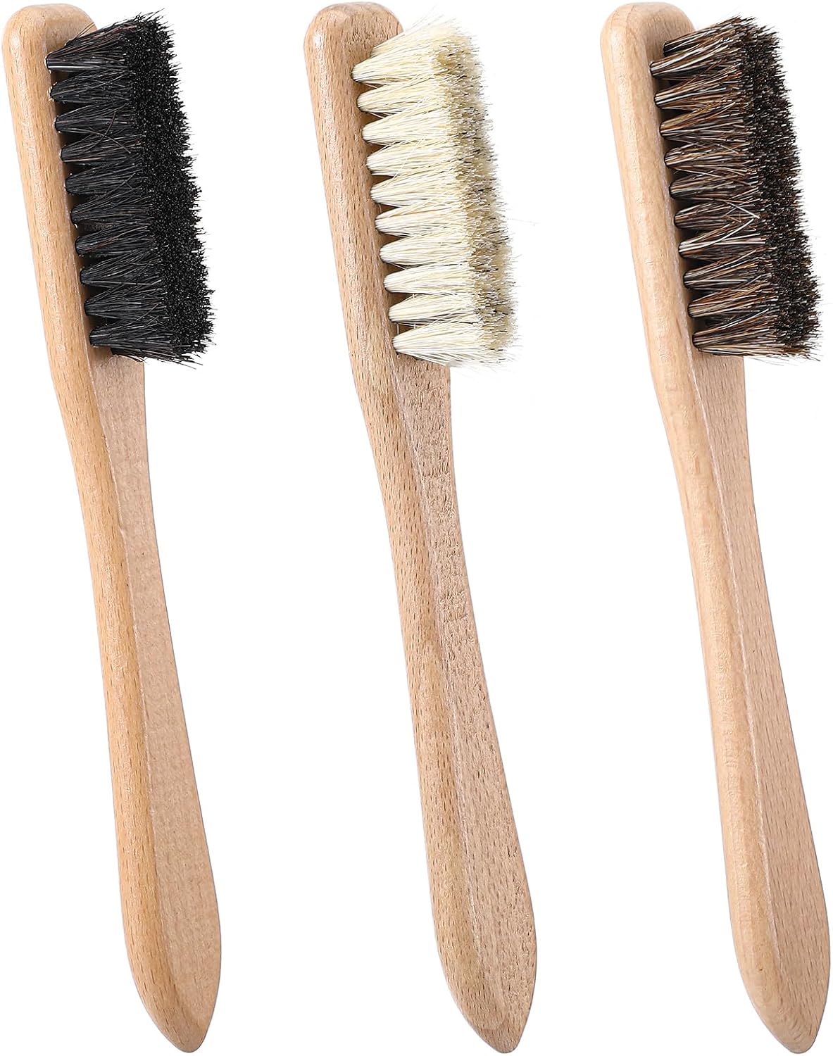 3 Pcs Laundry Stain Brush, Wood Laundry Stain Brush with Boar Bristle for Scrubbing Stains from Cloth Fabric Leather and Household