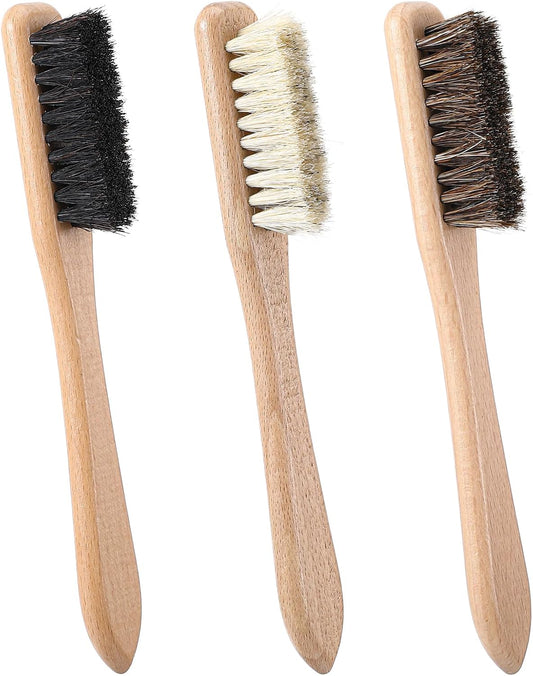 3 Pcs Laundry Stain Brush, Wood Laundry Stain Brush with Boar Bristle for Scrubbing Stains from Cloth Fabric Leather and Household