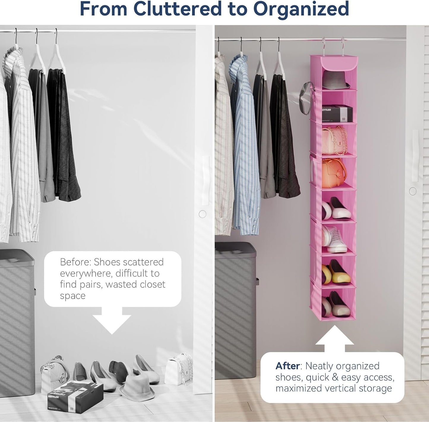 Whitmor Hanging Shoe Shelves - Crosshatch Gray