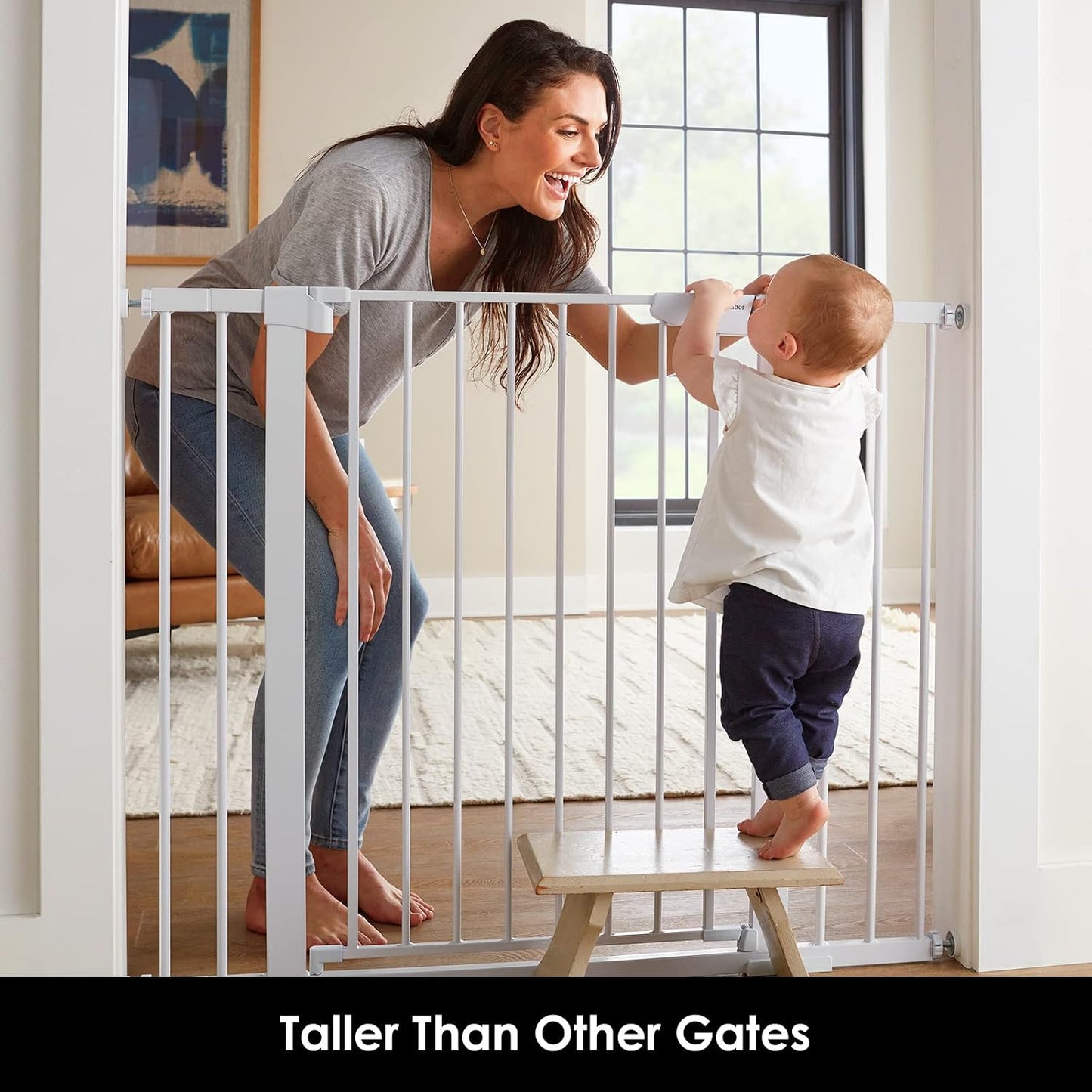Cumbor 30-46" Baby Gate for Stairs, Mom's Choice Awards Winner-Auto Close Dog Gate for The House, Gifts for Mom, Easy Install Pressure Mounted Pet Gates for Doorways, Black