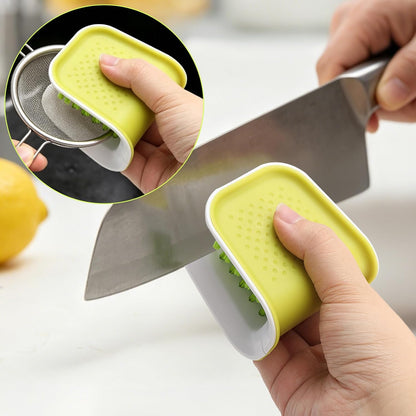 Knife Cleaning Brush, 2 Pack U-Shaped Blade Brush for Sharp Knives, Double-Sided Cutlery Cleaner for Chopsticks Forks, Non-Slip Kitchen Utensil Wash Tool, Dishwasher Safe