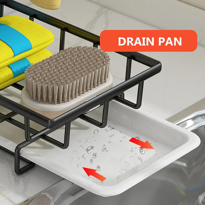 BESPORTBLE Multi-Function Dishcloth and Sponge Drying Rack Black Wall-Mounted and Desktop Kitchen Sink Storage Draining Holder Organizer for Home Cleaning Tools