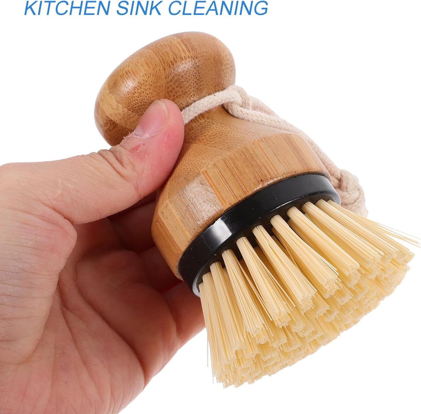 2pcs Small Head Kitchen Scrub Brush Set for Dish Washing and Sink Cleaning, Handheld Pot and Vegetable Scrubber in Black for Household Use