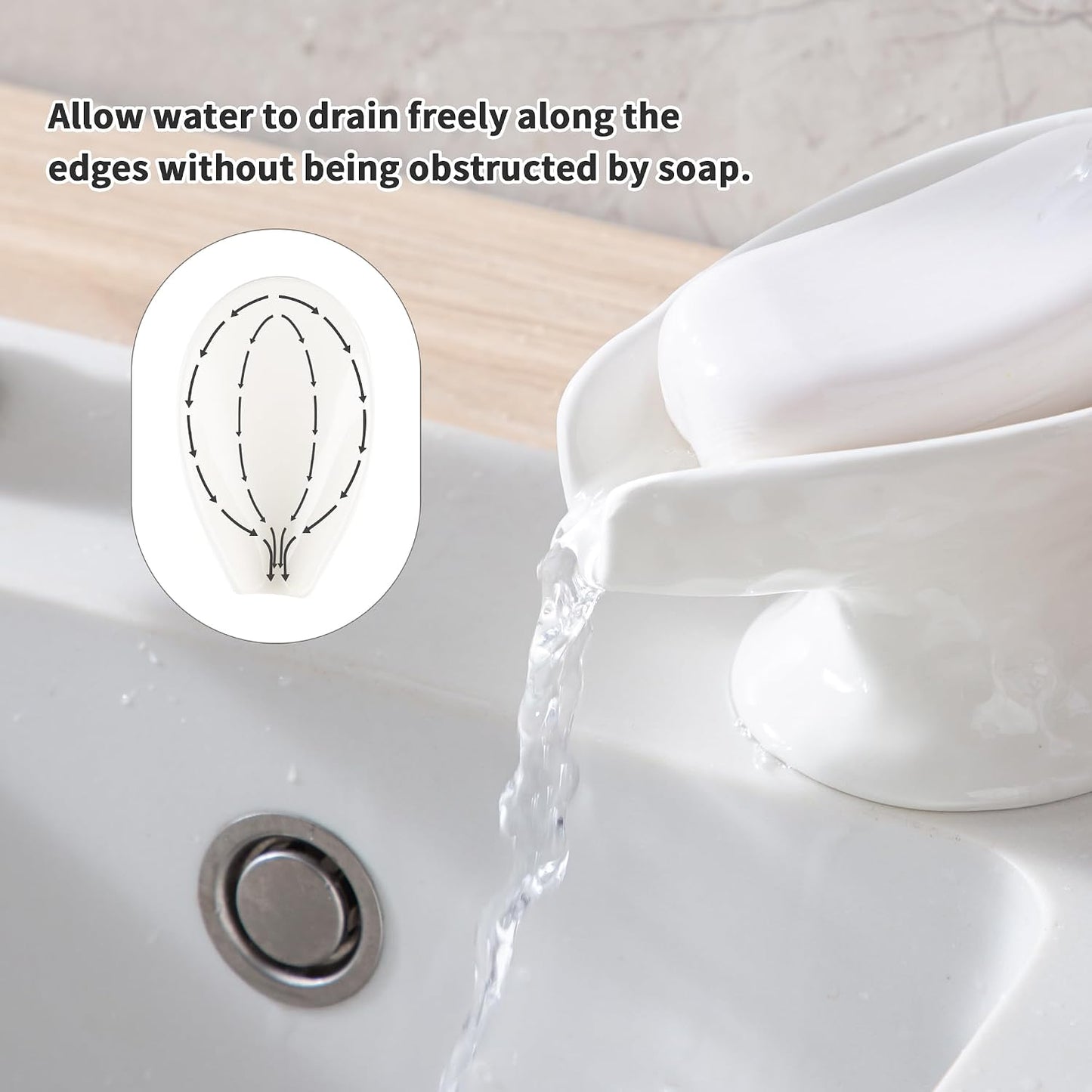 Self Draining Soap Dish,Soap Bar Holder for Shower,White Ceramic Soap Dishes for Bathroom Kitchen Shower Keeps Soap Dry, Easy to Clean(Gloss White)