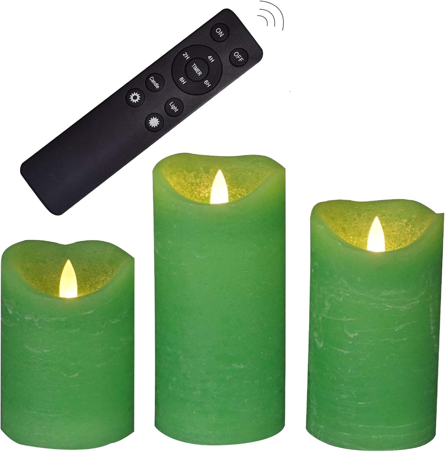 Battery Operated Flameless Candles with Remote Timer Real Wax Realistic Bright Flicker Flickering Electric Electronic LED Pillar Lights Home Wedding Party Decorations Set of 3 Rustic Texture Gray Grey