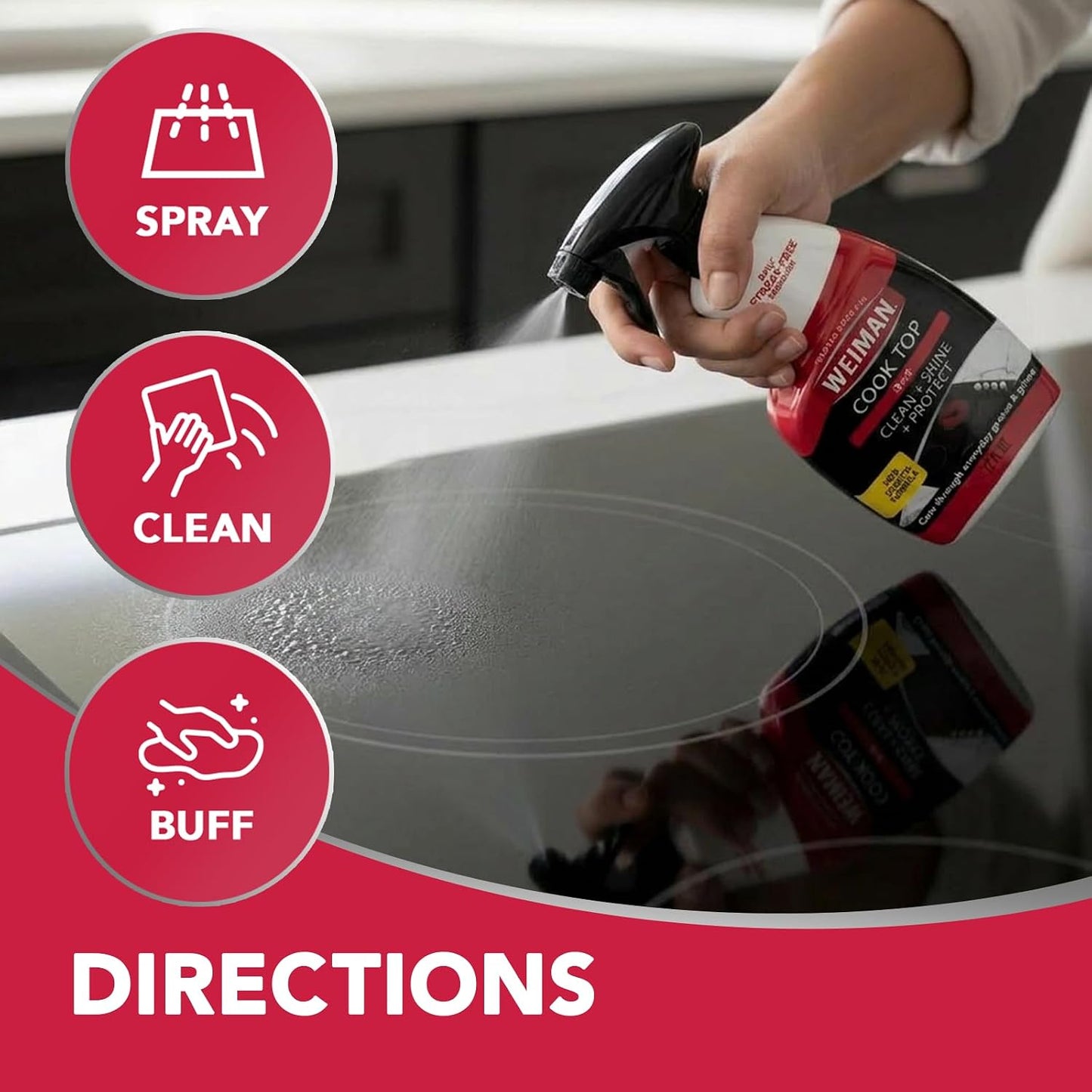 Weiman 6-Pack Cooktop Cleaning Spray – Cooktop & Oven Cleaner for Streak & Residue Free - Non-Abrasive Degreaser Safe for Glass & Ceramic