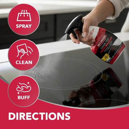 Weiman Ceramic and Glass Cooktop - 10 Ounce - Stove Top Daily Cleaner Kit - 12 Ounce - Glass Induction Cooktop Cleaning Bundle for Heavy Duty Mess Cleans Burnt-on Food