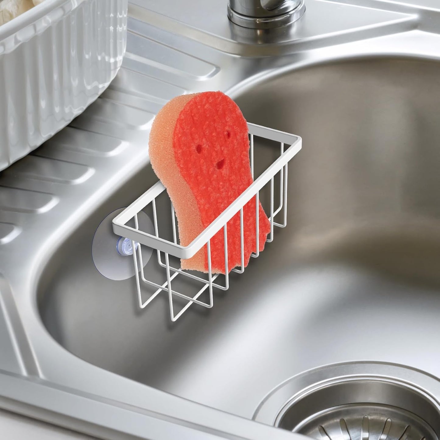 HLOOL Sponge Holder for Kitchen Sink, Kitchen Sink Sponge Holder,Sink Caddy,Dish Soap Holder （Mat Silver）