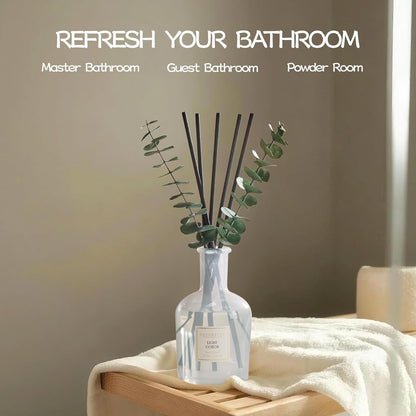 COCORRÍNA Wild Mint & Eucalyptus Reed Diffuser – 6.76 oz Essential Oil with 8 Reeds & Real Eucalyptus Sticks, Home Fragrance for Bedroom or Bathroom Décor