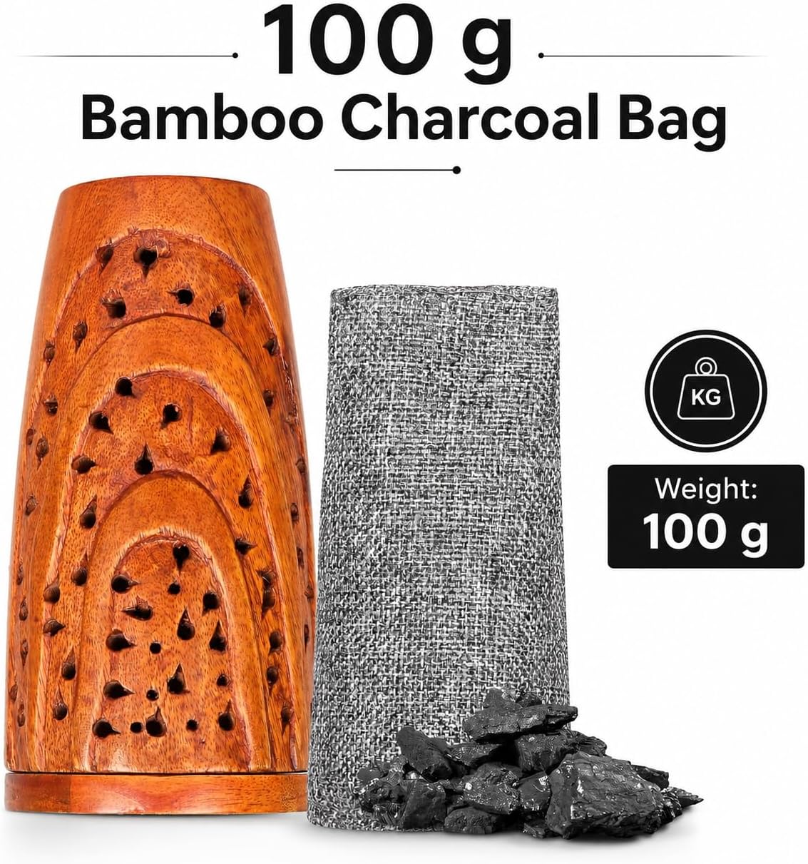 Activated Charcoal Bag | Odor Absorber | Bamboo Charcoal Air Purifying Bag | Natural Deodorizer for Home Kitchen Bathroom | Closet Freshener | Removes Smell & Moisture (Medium)