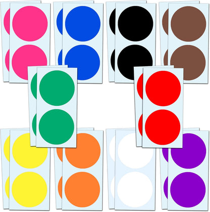 2" Round Large Colored Moving Stickers Labels - 10 Colors, Pack of 240
