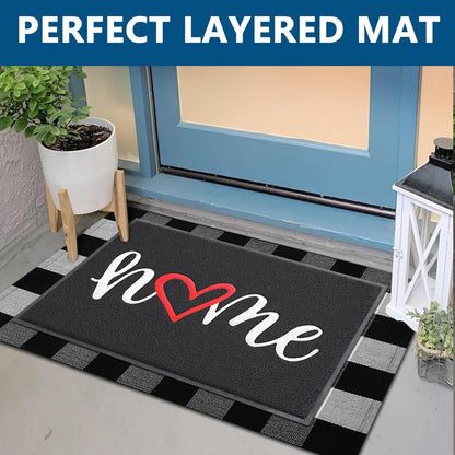 EARTHALL Door Mat Outside Inside Home Doormat, 30"x17.5", Durable Floor Mat Non Slip Mat Ultra Absorb Mud Easy Clean Front Doormat for Garage, Entryway, Patio, High Traffic Areas, Black