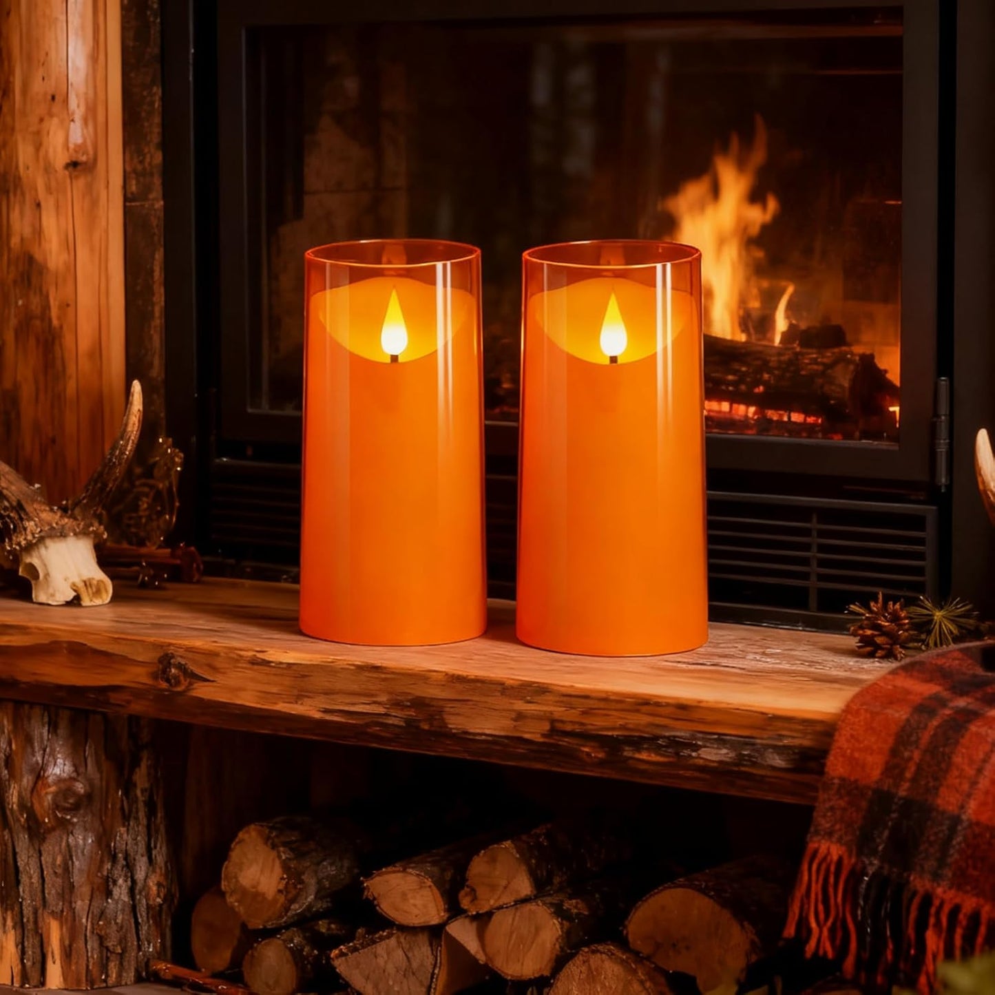 NURADA Flameless Candles with Remote Timer - Glass Real Wax 3D Wick LED Pillar Votive Candle Set Battery Operated Flickering Light for Home Christmas Decoration - White 3 Pack
