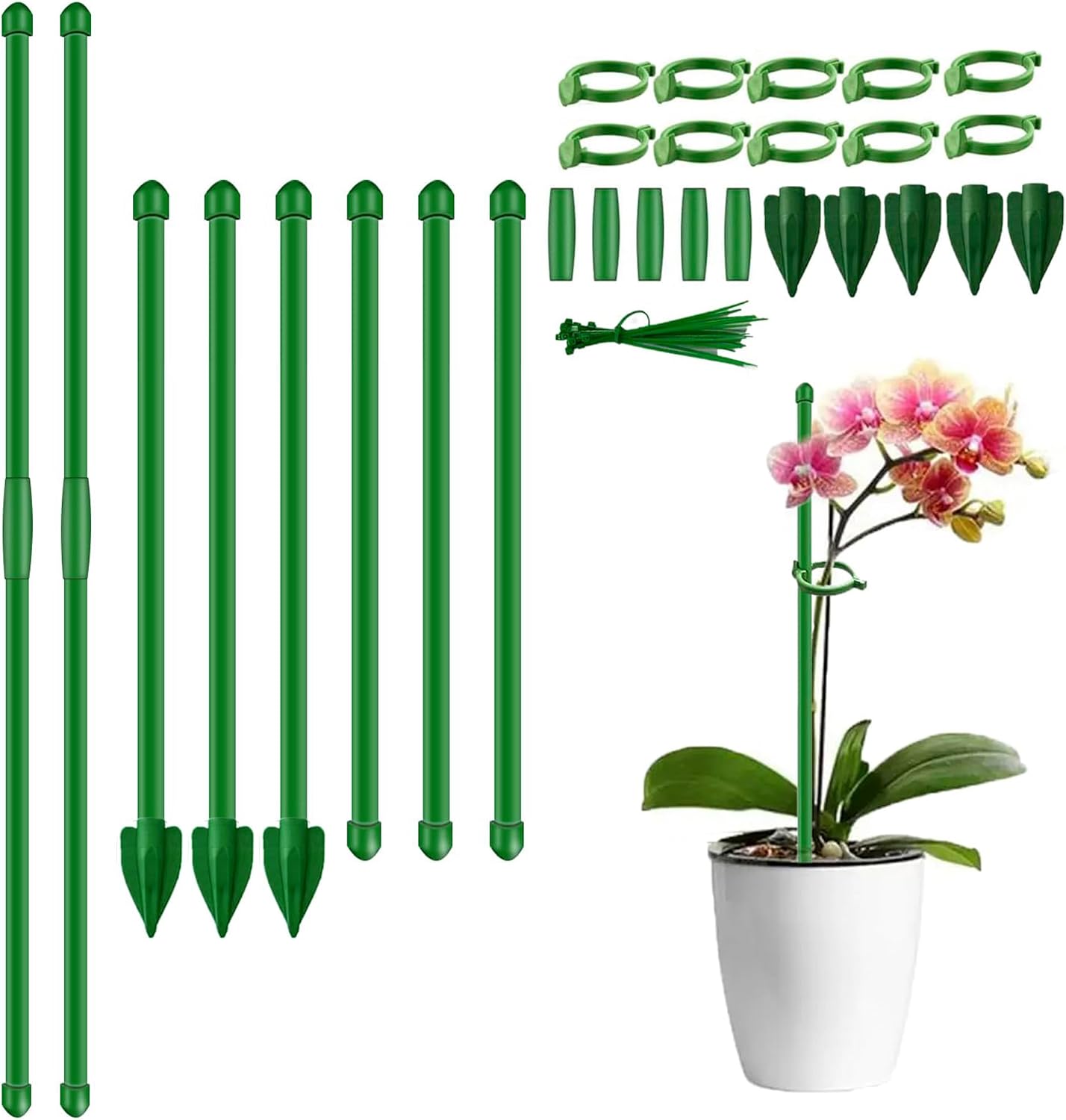 Plant Stakes for Indoor Plants,10PCS Plant Sticks 15.7in Plant Support Stakes for Potted Tomato Vegetables, Orchid Stakes with Clips for Indoor Outdoor