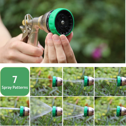 HOSUN 100% Metal Heavy Duty Garden Hose Nozzle Sprayer | 7 Spray Patterns, Lockable Rear Trigger, High Pressure for Plant Watering, Lawn Care, Car Washing & Pet Bathing
