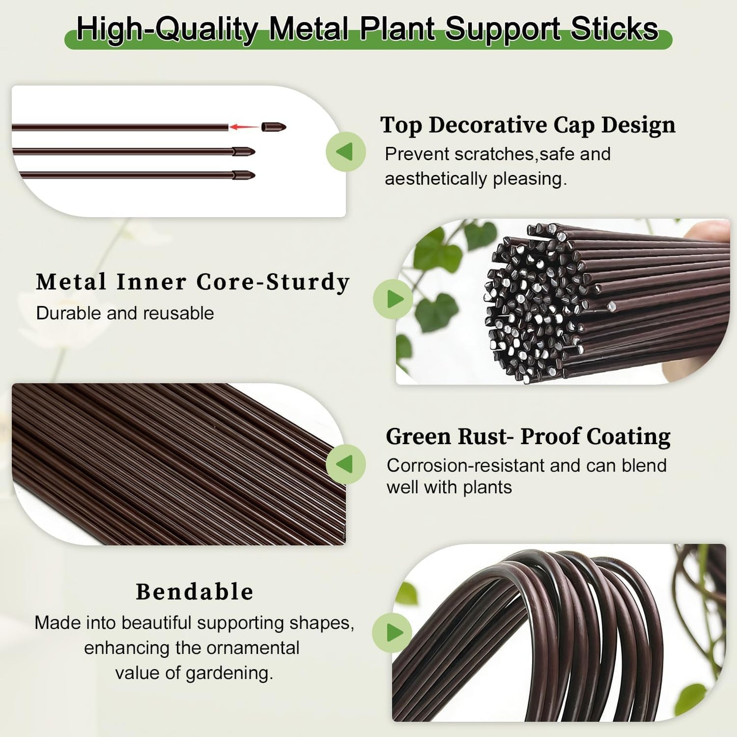 15Pcs Orchid Stakes,SupKing 17.7 Inch Plant Support Sticks Invisible Bendable Green Pole Rods for Small Indoor Outdoor Potted Plants Comes 20Pcs Ties