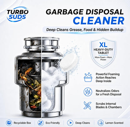 Garbage Disposal Cleaner Deodorizer Tablets – Heavy Duty XL Foaming Tablet for Kitchen Sink Drains and Disposals – Natural Sink and Disposal Cleaning Tablet – 12 XL Tablets, One Year Supply