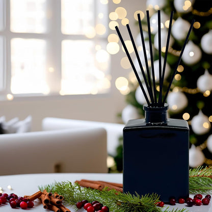 Urban Naturals Smoked Vanilla Reed Diffuser Set with Vanilla Bean, Sandalwood & Leather – 5 Ounce Sleek Black Rectangular Refillable Glass Bottle – Made in the USA