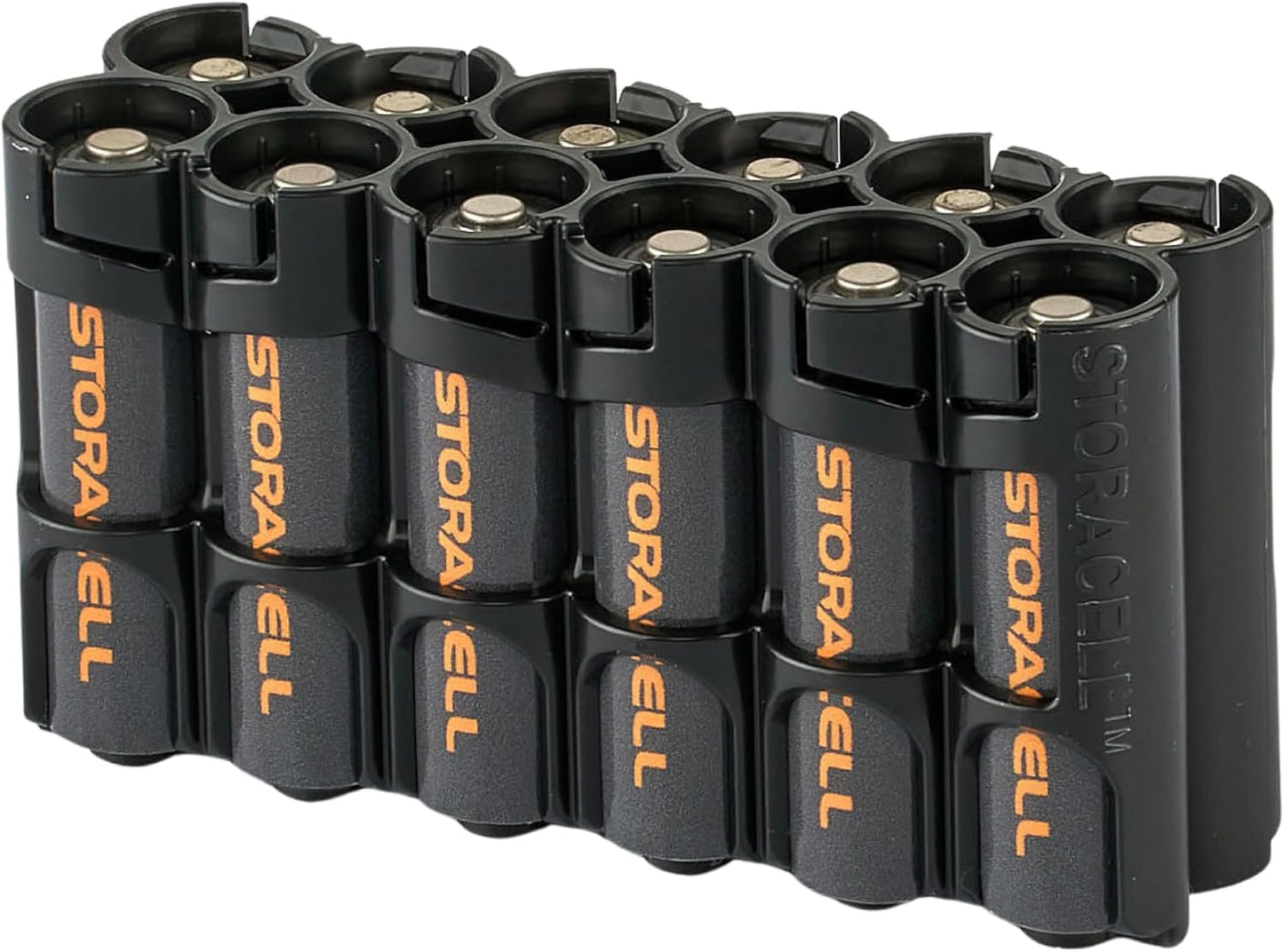 AA Battery Storage Caddy by Storacell, Orange, Holds 12 Batteries (Not included)