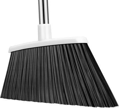 Heavy Duty Broom, 55 Inch Long Handle Outdoor Large Angle Brooms, Commercial Broom for Sweeping Indoor, for Home Garage Kitchen Office Courtyard Lobby Patio Lawn Concrete，Black