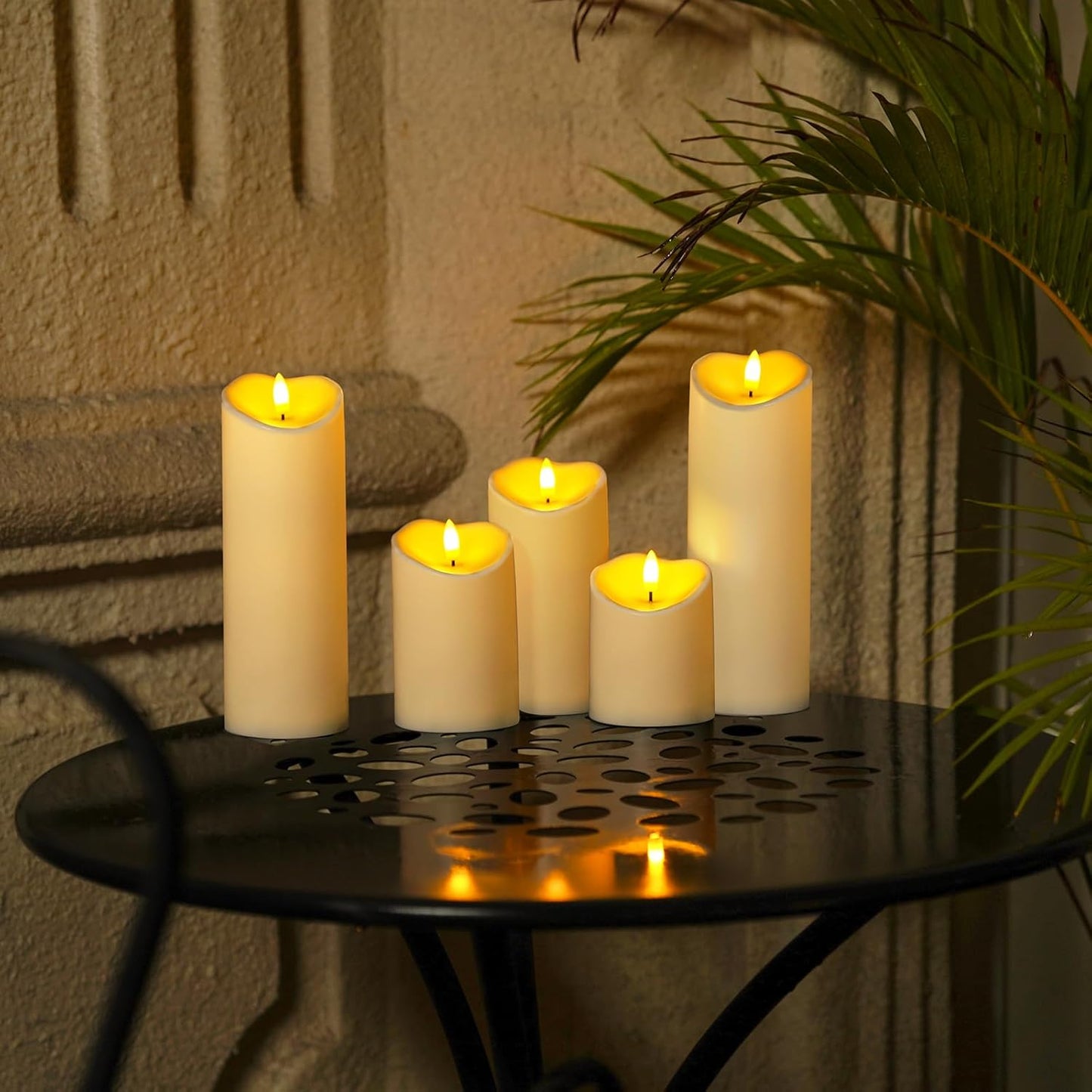 Homemory Dripping Wax Flameless Candles, Battery Operated Candles with Remote Control and Timers, LED Pillar Candles, Electric Fake Candles, 3" x 6", Set of 2