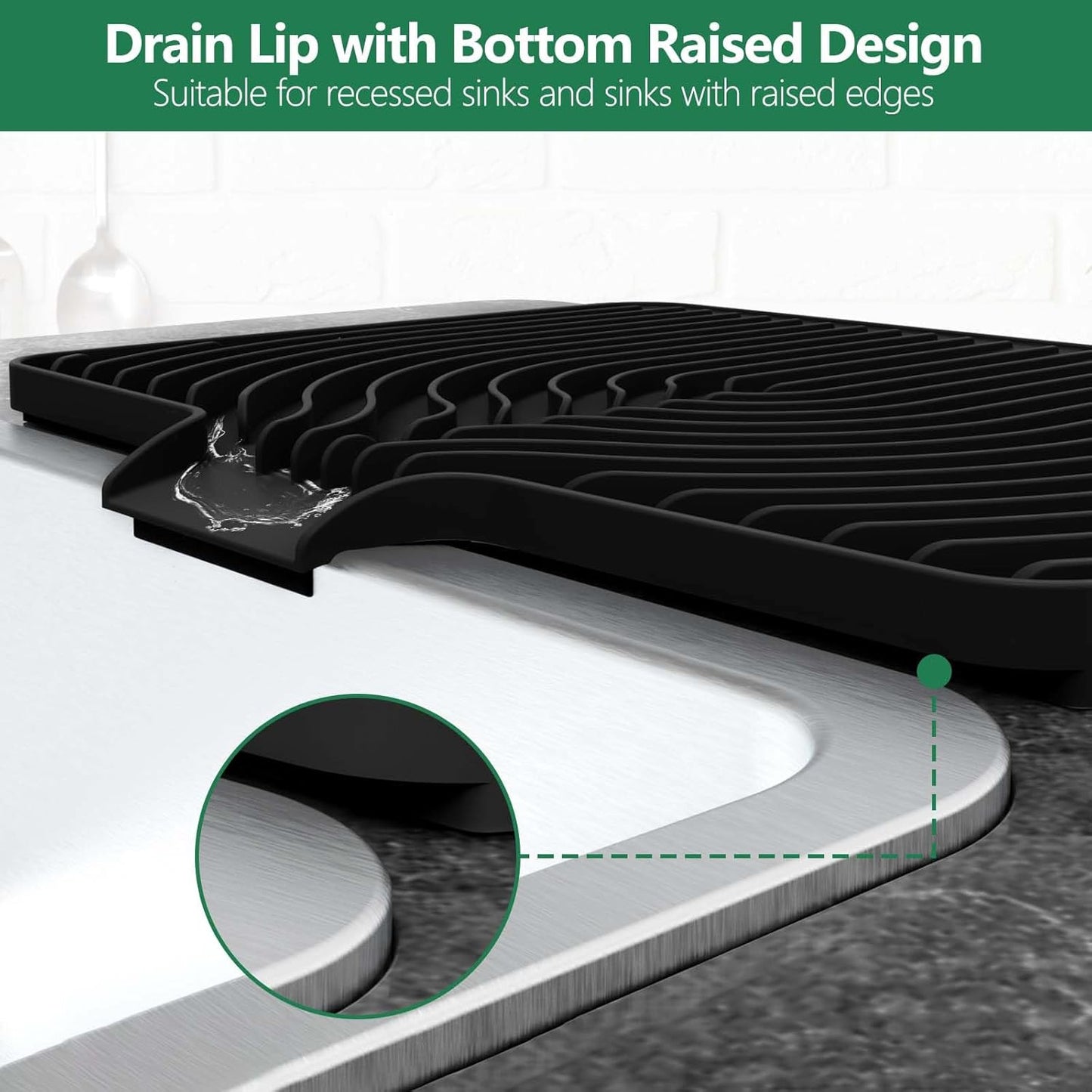 GUUKIN Sponge Holder for Kitchen Sink, Sink Caddy and Soap Tray | 10x4 inch Kitchen Sink Organizer | Compatible with Scrub Daddy, Kitchen Sink Accessories (Grey)