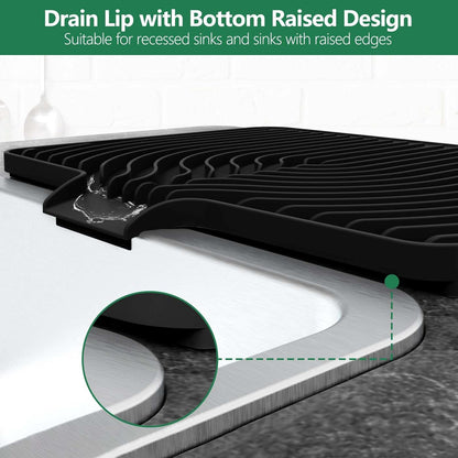 GUUKIN Sponge Holder for Kitchen Sink, Sink Caddy and Soap Tray | 10x4 inch Kitchen Sink Organizer | Compatible with Scrub Daddy, Kitchen Sink Accessories (Grey)