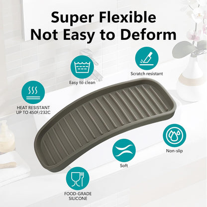Silicone Sponge Holder Kitchen Sink Organizer Tray Dish Caddy Soap Dispenser, Scrubber Spoon Holder,Dishwashing Accessories 2 Pack (Black)
