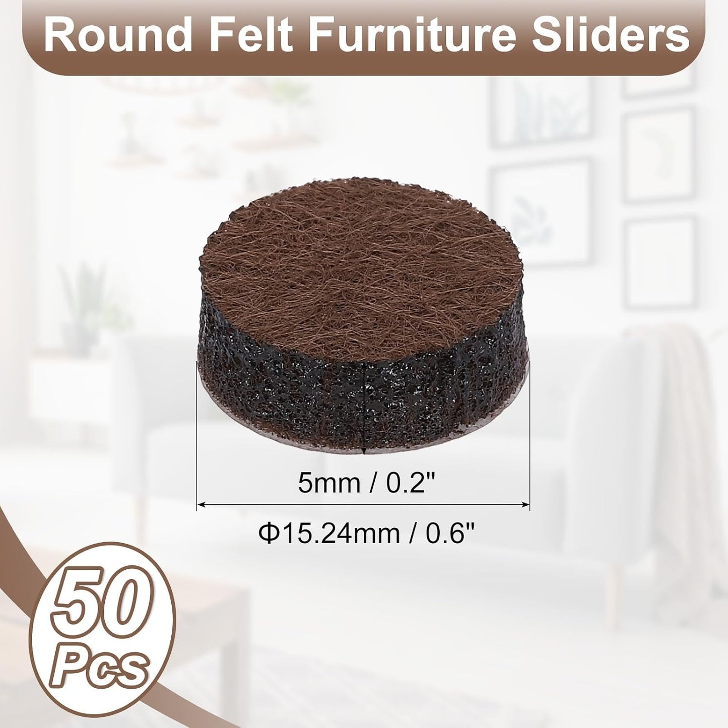 uxcell Furniture Pads, 24Pcs 1.25" - Round Self Adhesive Felt Furniture Pads, Floor Protectors for Furniture Feet Chairs Legs Hardwood Floors (Brown)