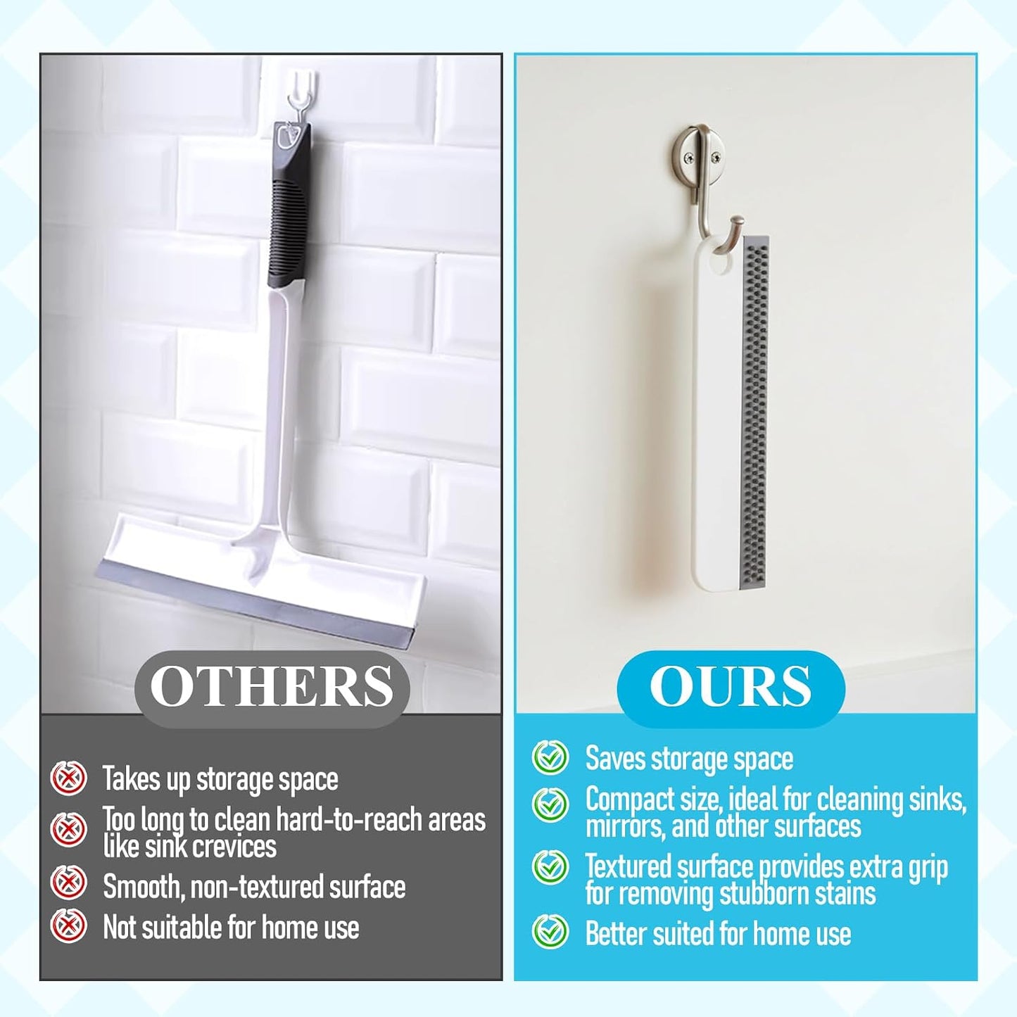 2 PCS All-Purpose Small Rubber Squeegee, Soft Silicone Mini Squeegee for Shower Glass, Kitchen Sink Squeegee for Kitchen Countertops, Mirror, Bathroom, Glass, Car Windshield