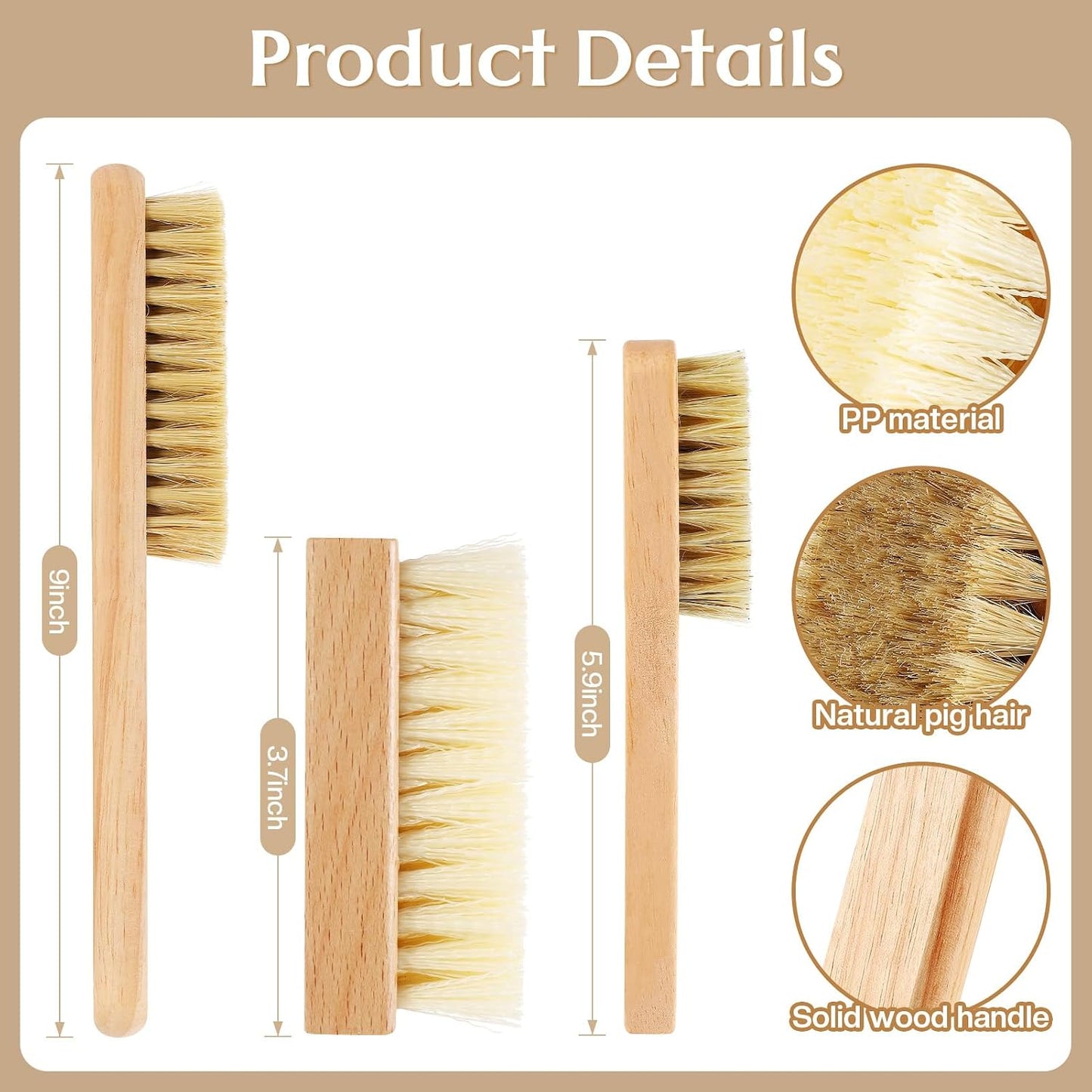 3 Pcs Wood Laundry Stain Brush Stain Remover Brushes with Boar Bristle Small Stain Brush for Clothes for Scrubbing Stains from Furniture Fabric Leather(3 Pcs C)