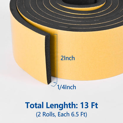 Kikerike Self Adhesive Foam Tape Weatherstrip 1/2In x 1/4In x 16.5Ft High Density Foam Insulation Strips Seal Weather Stripping with Strong Adhesive for Door and Window Sound Isolation Soundproofing