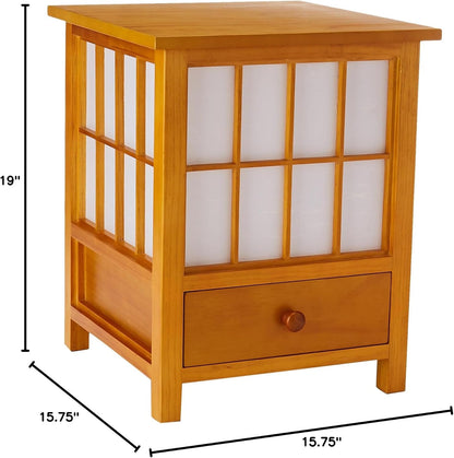 Red Lantern 27" Tall Hokkaido End Table Shoji Lamp, Natural