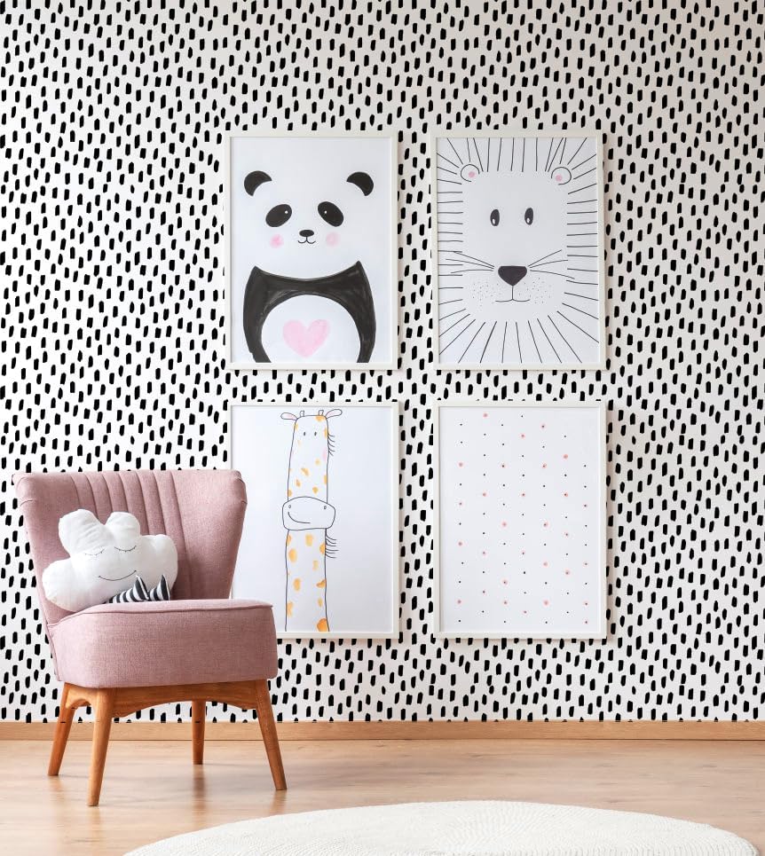 HAOKHOME Peel and Stick Wallpaper Boho Modern Dots Wall Paper Removable for Bathroom Caramel/White Contact Paper 17.3in x 9.8ft