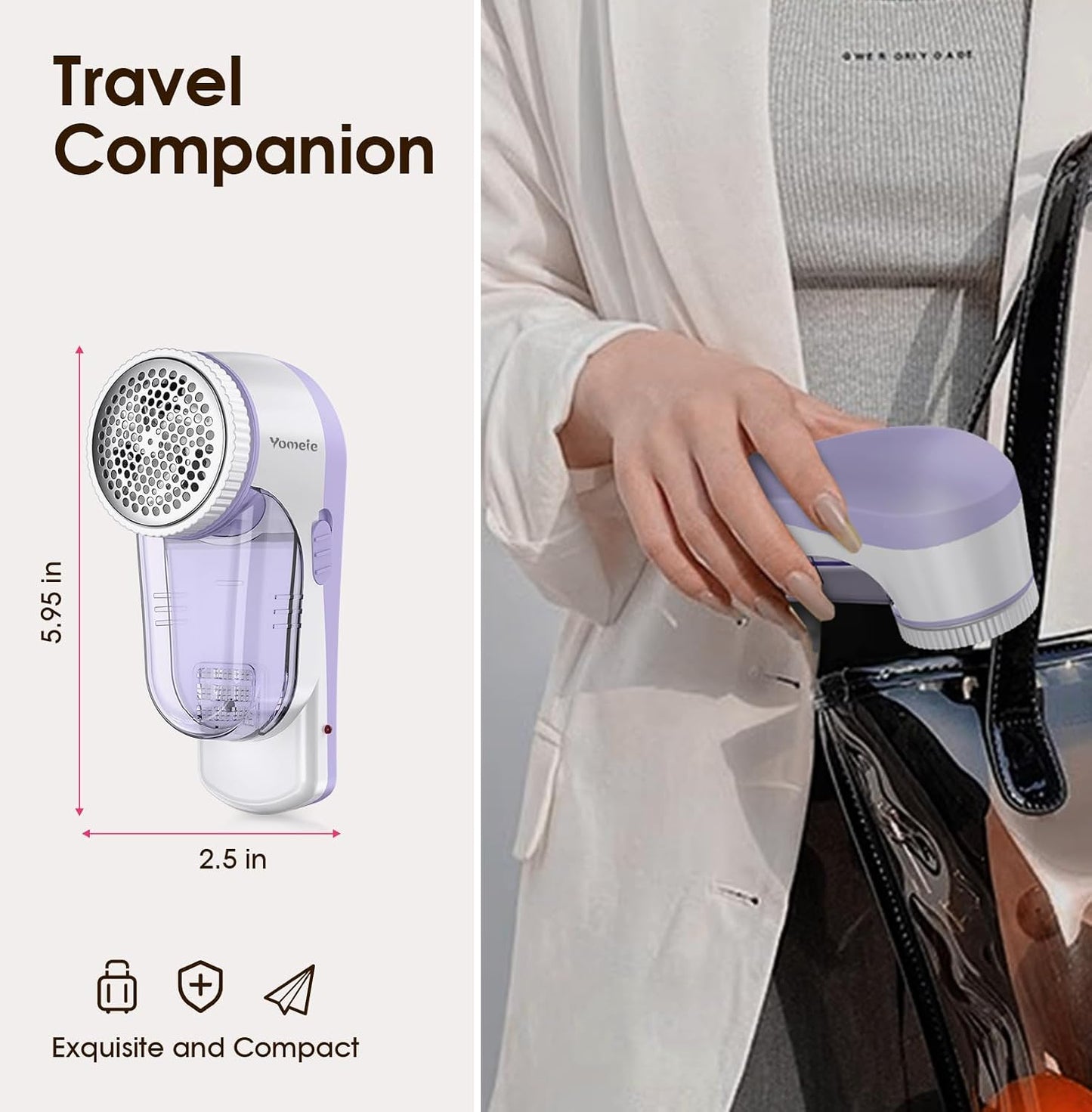 Fabric Shaver Rechargeable, Electric Lint Remover & Pill Remover for Clothes, USB-C Sweater Shaver with 6-Leaf Blade Depiller, Removes Fuzz Pills Bobbles from Cashmere Fleece Couch Furniture
