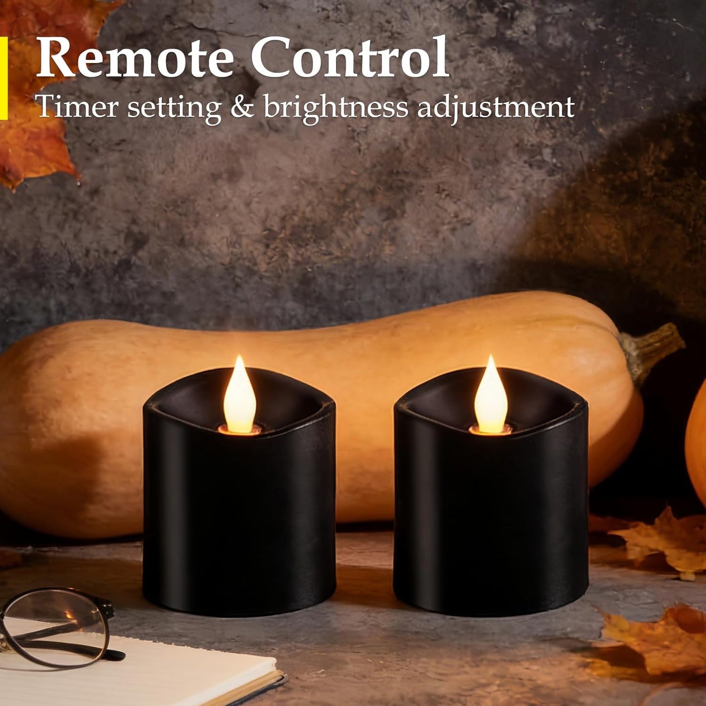 3"x4" Flickering Flameless Battery Candles with Timer, White Realistic LED Pillar Candles, Set of 2 Large Remote-Operated Candles for Home Indoor/Outdoor & Holiday Decor