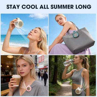 Small Clip Fan, Personal Waist Fans,Portable Silent Mini Bladeless Fan Clip On for Shirt ,Hands-Free Personal Clip Fans 3 Speeds,Clips on Waist Neck Fanes for Outdoor,Camping,Travel,Office (White)