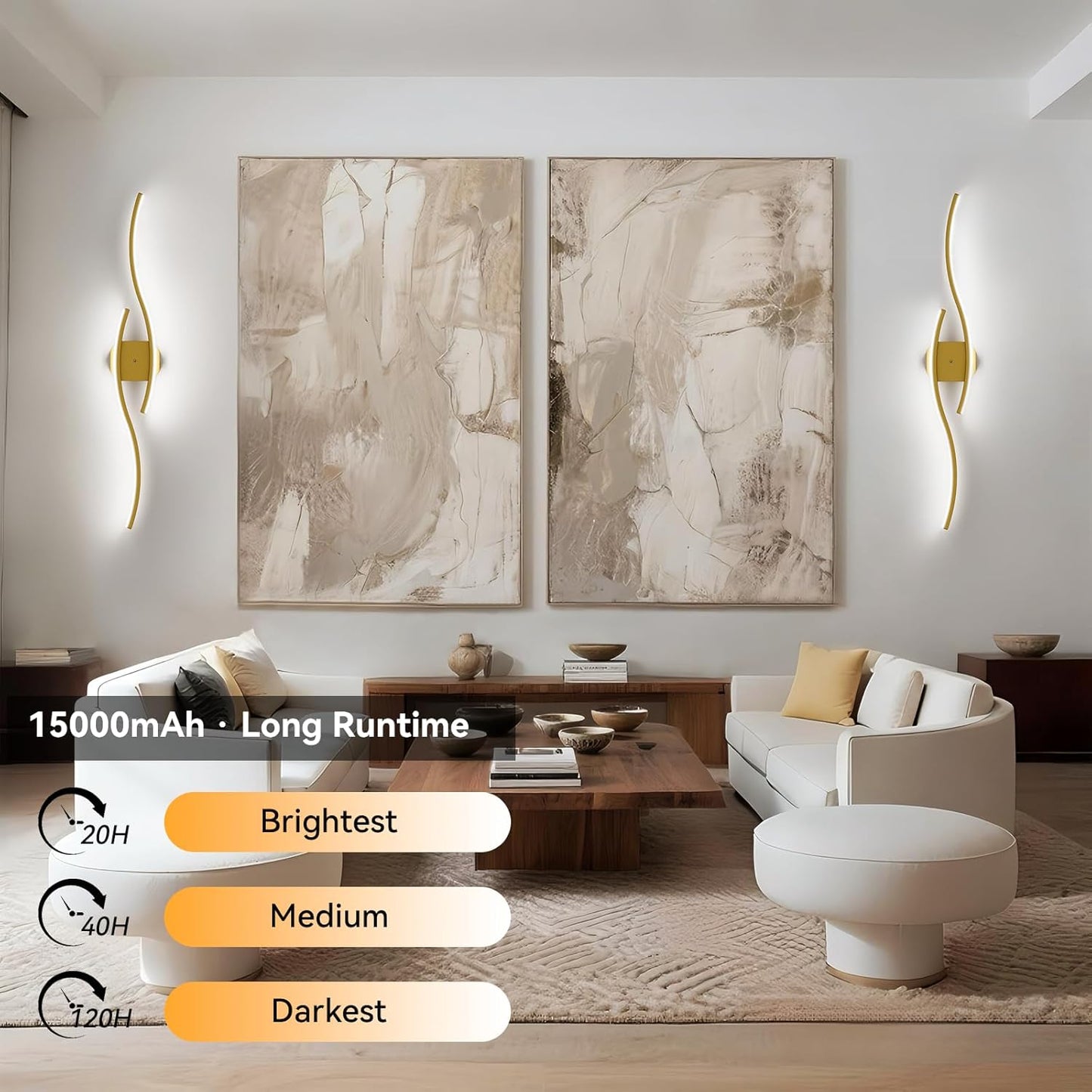 hunhun Battery Operated Wall Sconces Set of Two, Wireless Wall Sconce with Remote Control, Black Rechargeable Sconces 3000K-6500K, RGB Dimmable Wall Lights for Living Room, Hallway, Bedroom (2 Pack)