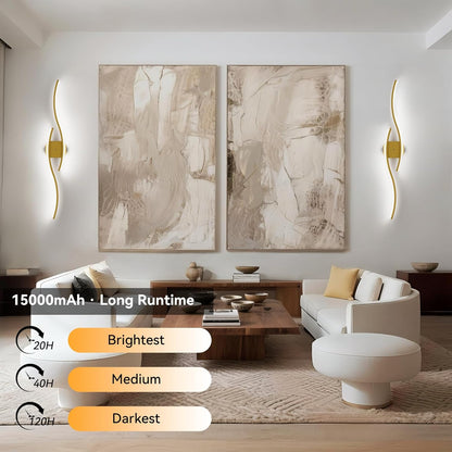 hunhun Battery Operated Wall Sconces Set of Two, Wireless Wall Sconce with Remote Control, Black Rechargeable Sconces 3000K-6500K, RGB Dimmable Wall Lights for Living Room, Hallway, Bedroom (2 Pack)