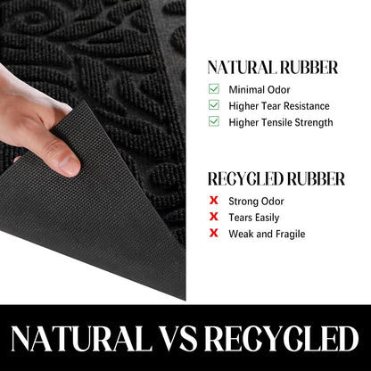 Yimobra Welcome Mat Outdoor 29.5x17, Waterproof Non-Slip Outdoor Mats for Front Door Outside Entrance, Low-Profile Entryway Mat Indoor for Garage Patio, Black