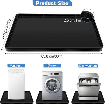 ToLanbbt 27" x 27" Washing Machine Drain Pan Mat, Soft Silicone Washer Drip Tray with 0.78" Raised Edge, Water-Proof Anti-Vibration Leak-Proof Floor Protector for Under Washer, Dryer, Fridge (Gray)