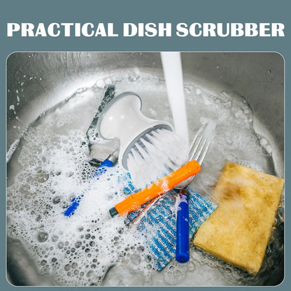 TOYANDONA 2pcs Kitchen Scrub Brush for Cleaning Dishes and Pans Round Head Stiff Bristles Plastic Handle Small Dishwashing Scrubber for Sink and Vegetable Cleaning