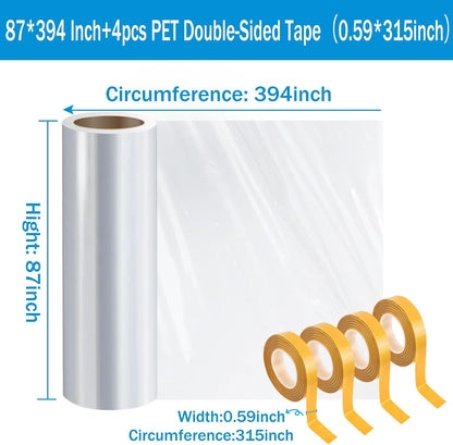 Window Insulation Kit, 63 × 394 Inch Plastic Window Covering for Winter, Window Insulation Film Window Wrap Insulation Windows Winterizing Kit with Double-Sided Tape for 10 Pcs 3 x 5 Ft Windows