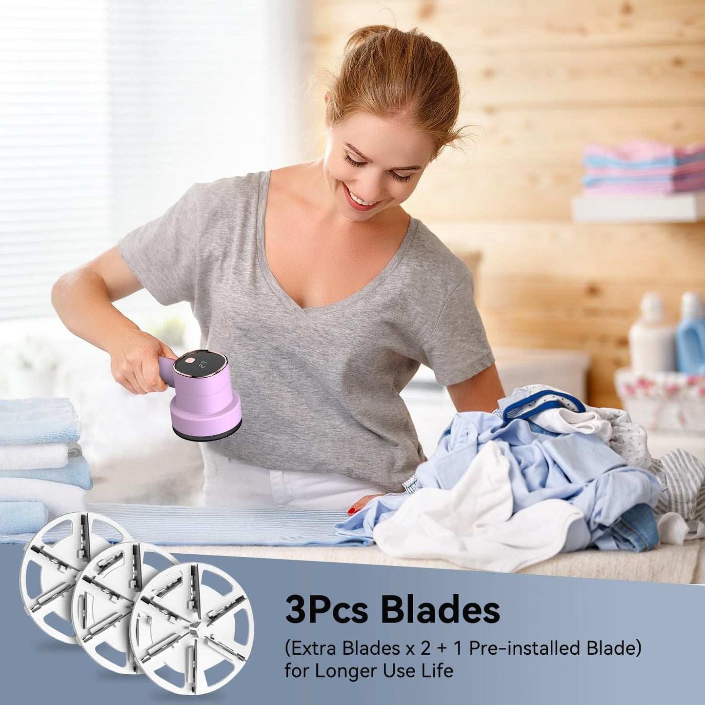 Rechargeable Fabric Shaver for Clothes: 6-Leaf Blades & 3 Speeds to Remove Pilling, Fuzz & Lint Balls - with LED Display, Portable Electric Lint Remover for Sweater, Couch, Blanket, Furniture