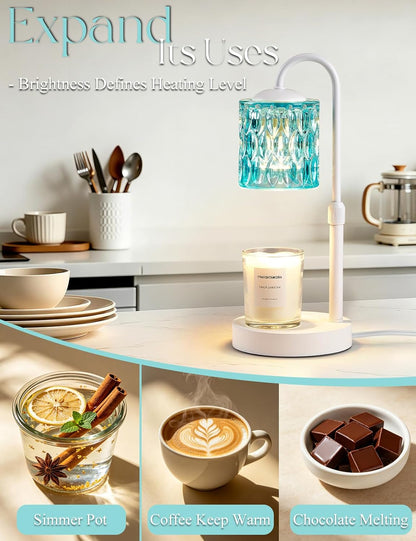 Briever Dimmable Candle Warmer Lamp with Timer, Height Adjustable Electric Candle Wax Warmer, Christmas Birthday Gifts for Women Mom, House Warming Gifts New Home Room Decor, Walnut Solid Wood Base