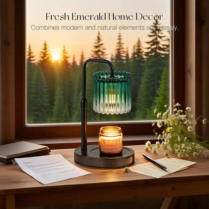 Candeldo Candle Warmer Lamp with Timer: Black Wax Melt Warmer | Height Adjustable, Dimmable, with 2 Bulbs, Modern Farmhouse Decor for Home, Bedroom, Gifts for Women, Birthday, Housewarming