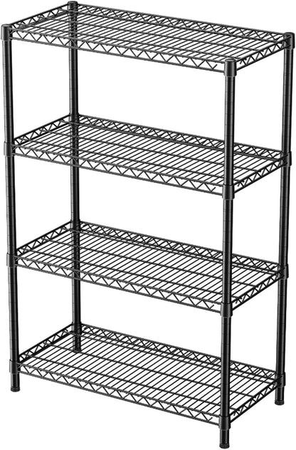 Golpart 4 Tier Adjustable Storage Shelves Metal Utility Shelf Wire Shelving Unit Organizer Rack for Home Kitchen Office Bathroom Pantry Room 12" D x 18" W x 44" H